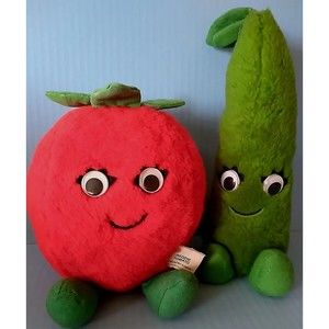 Vtg 1982/83 Del Monte Reddie Tomato Snappie Bean Country Yumkins Plush 7" 10"
